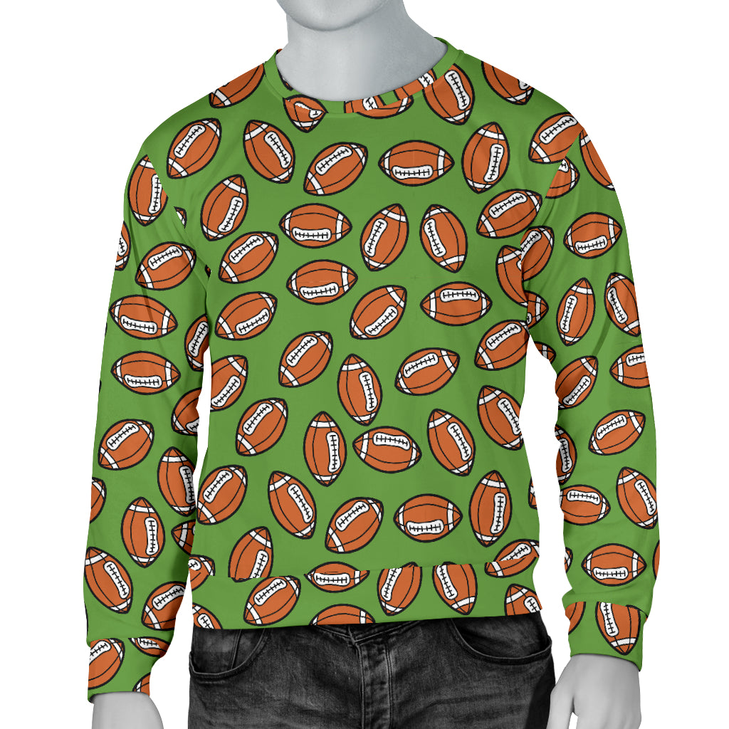 American Football on Green Design Men Long Sleeve Sweatshirt
