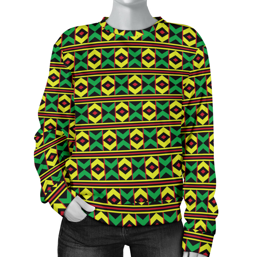 African Geometric Print Pattern Women Long Sleeve Sweatshirt