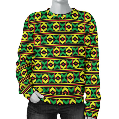 African Geometric Print Pattern Women Long Sleeve Sweatshirt