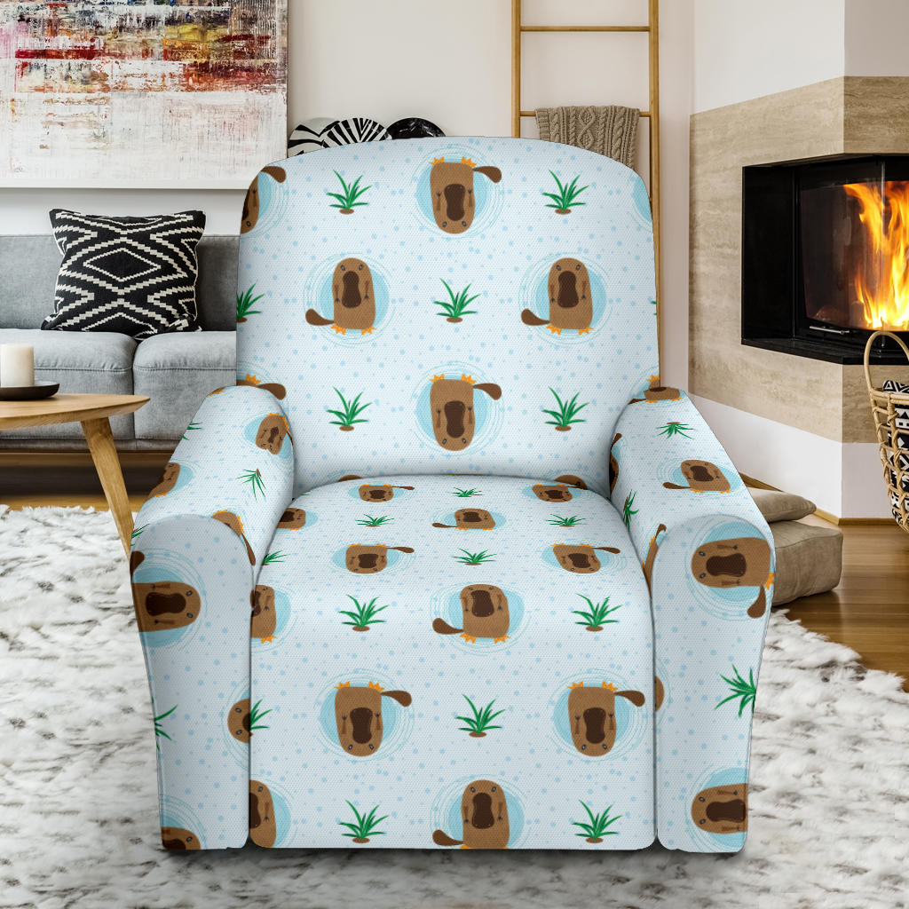 Platypus Pattern Print Design A04 Recliner Slipcover with Pocket