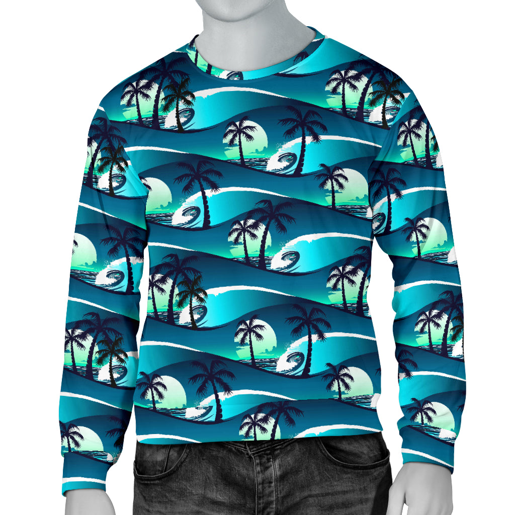 Beach Wave Design Print Men Long Sleeve Sweatshirt