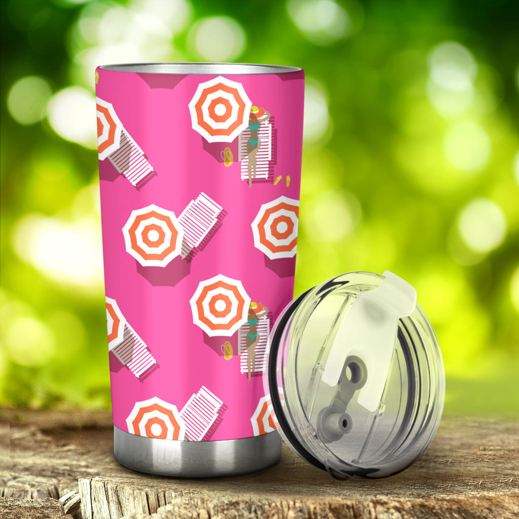 Beach Top View Umbrella Theme Tumbler