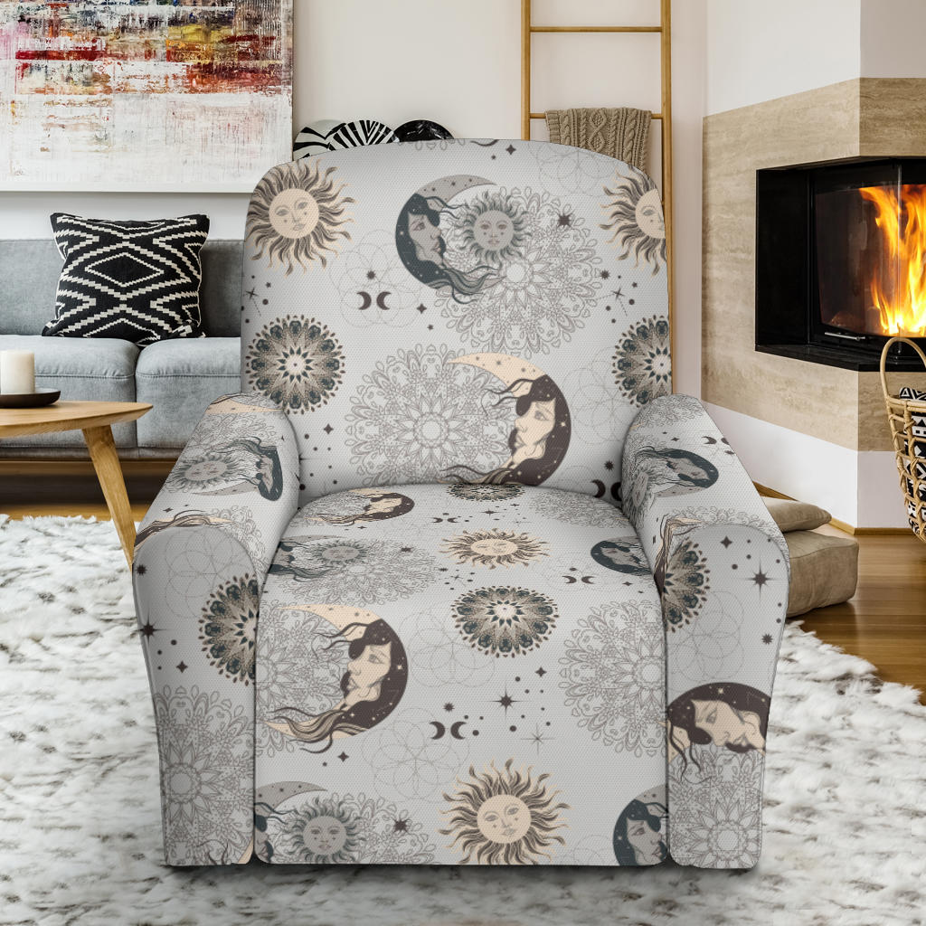 Sun Moon Print Design LKS302 Recliner Slipcover with Pocket