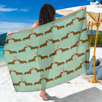 Dachshund Pattern Print Design 02 Sarong Pareo Wrap