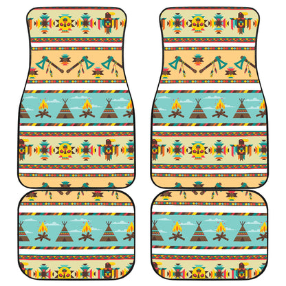 American indian Life Pattern Car Floor Mats Front Back