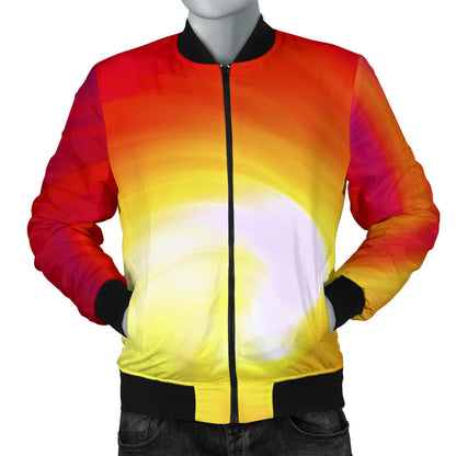 Vortex Twist Swirl Flame Themed Men Bomber Jacket