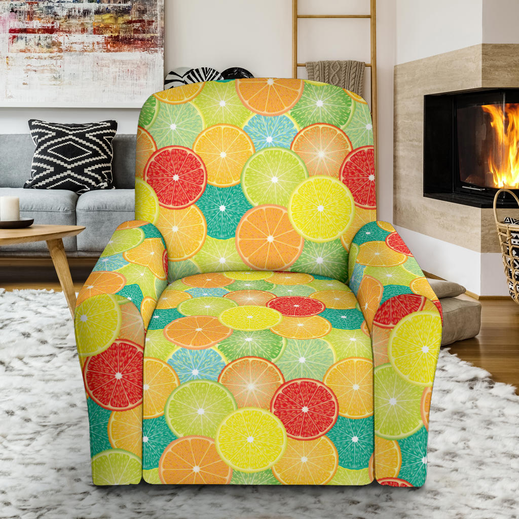 Citrus Pattern Print Design 01 Recliner Slipcover with Pocket
