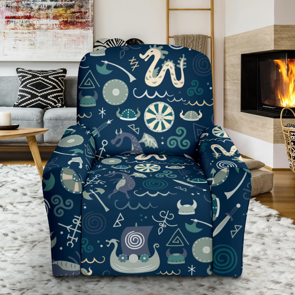 Vikings Print Design LKS305 Recliner Slipcover with Pocket