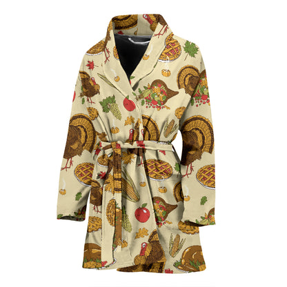 Thanksgiving Print Design LKS302 Women Bathrobe
