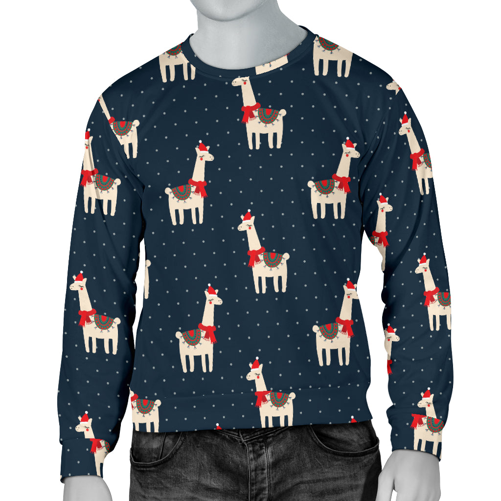 Llama with Polka Dot Themed Print Men Long Sleeve Sweatshirt