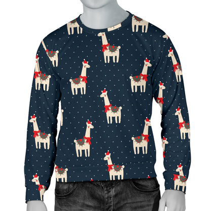 Llama with Polka Dot Themed Print Men Long Sleeve Sweatshirt