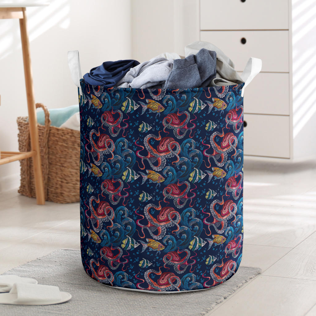 Octopus Deep Sea Print Themed Laundry Basket