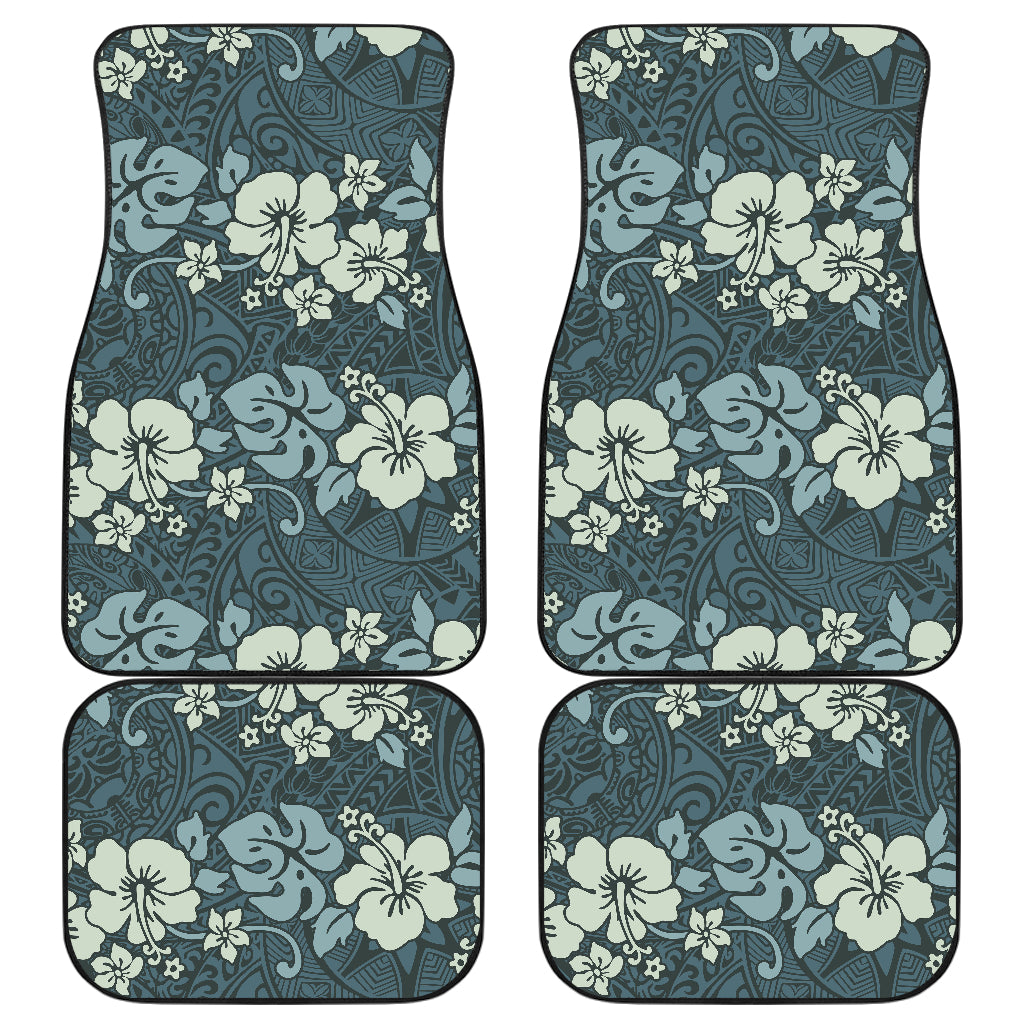 Flower Hawaiian Hibiscus Style Print Pattern Car Floor Mats Front Back
