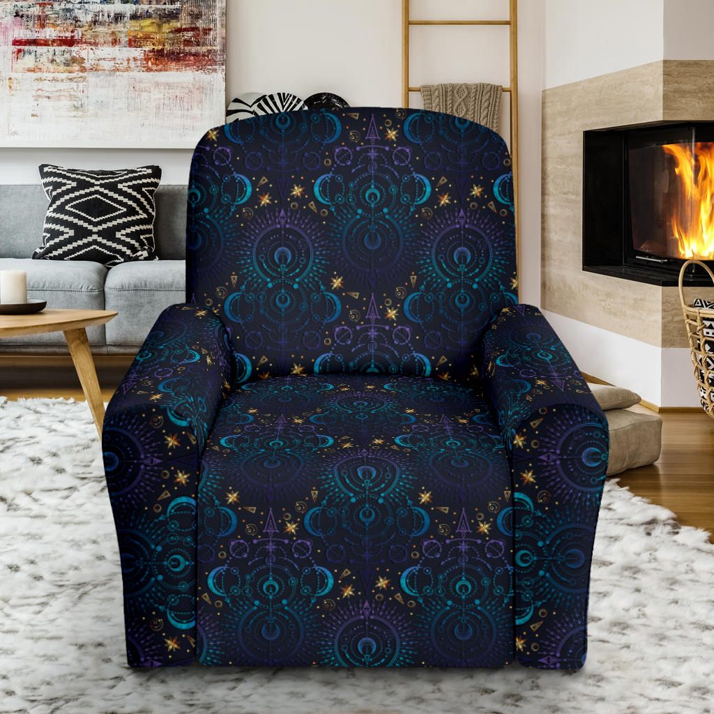 Celestial Pattern Print Design 06 Recliner Slipcover with Pocket