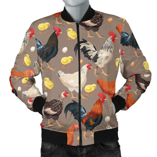 Chicken Evolution Pattern Men Bomber Jacket