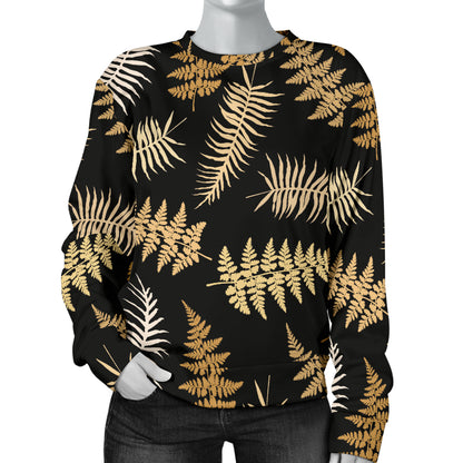 Fern Leave Bright Print Pattern Women Long Sleeve Sweatshirt