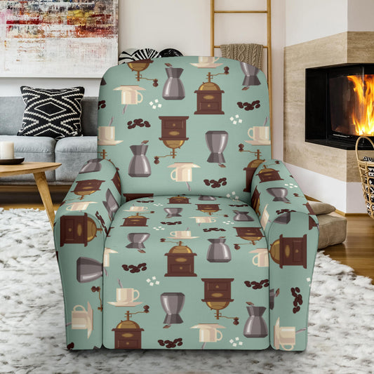 Coffee Pattern Print Design 04 Recliner Slipcover with Pocket