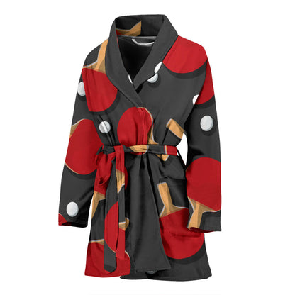 Ping Pong Pattern Print Design A05 Women Bathrobe
