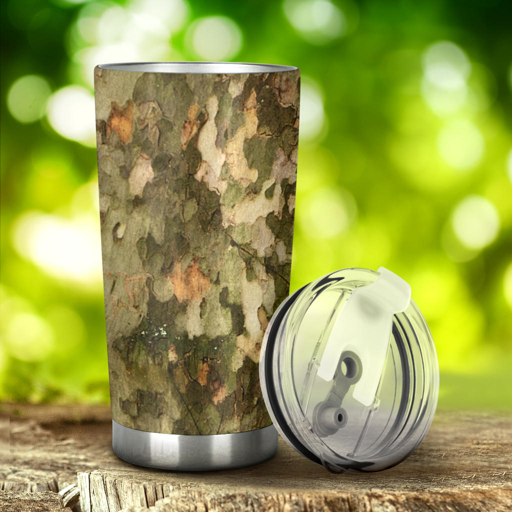 Camo Realistic Tree Texture Print Tumbler