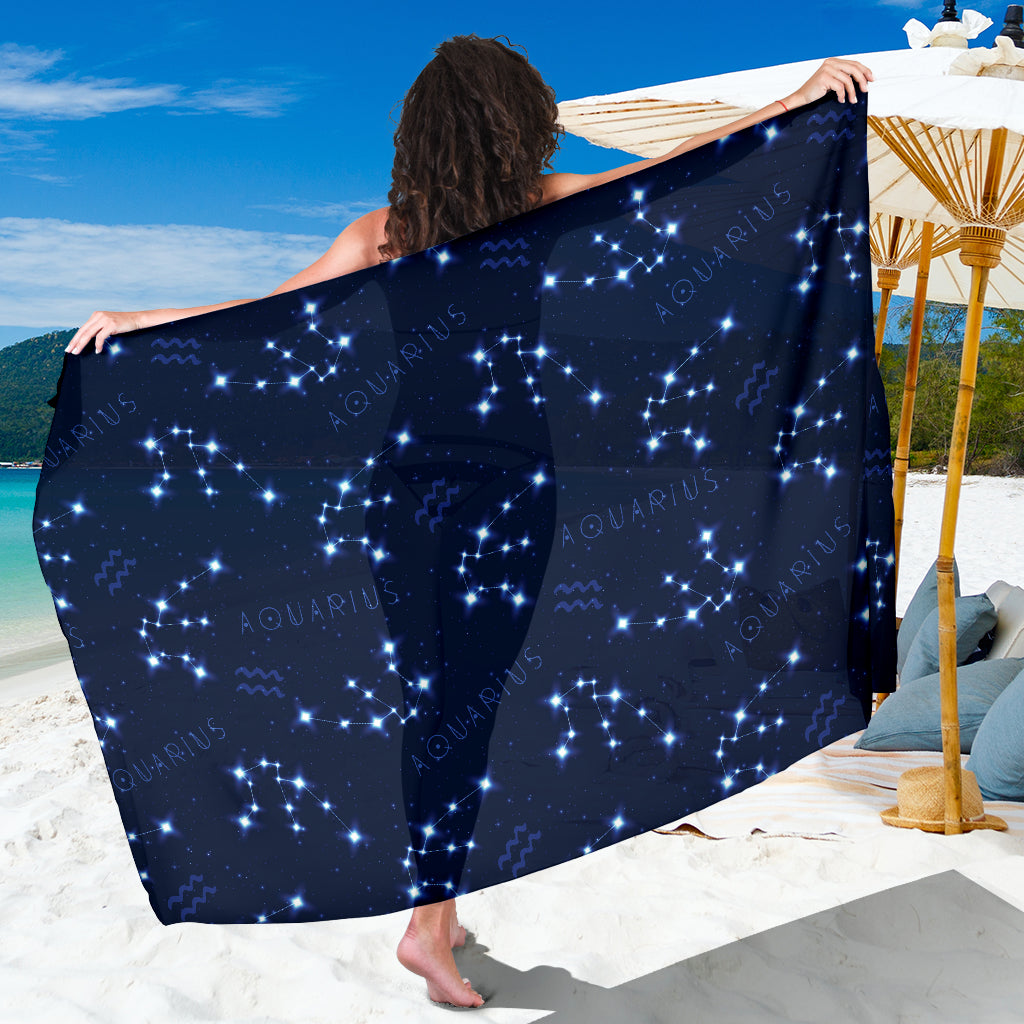 Aquarius Zodiac Pattern Print Design 02 Sarong Pareo Wrap