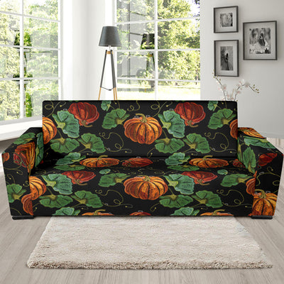 Pumpkin Pattern Print Design A02 Sofa Slipcover