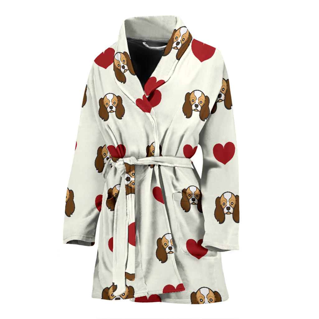Cavalier King Charles Spaniels Pattern Print Design 01 Women Bathrobe