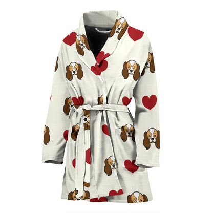Cavalier King Charles Spaniels Pattern Print Design 01 Women Bathrobe