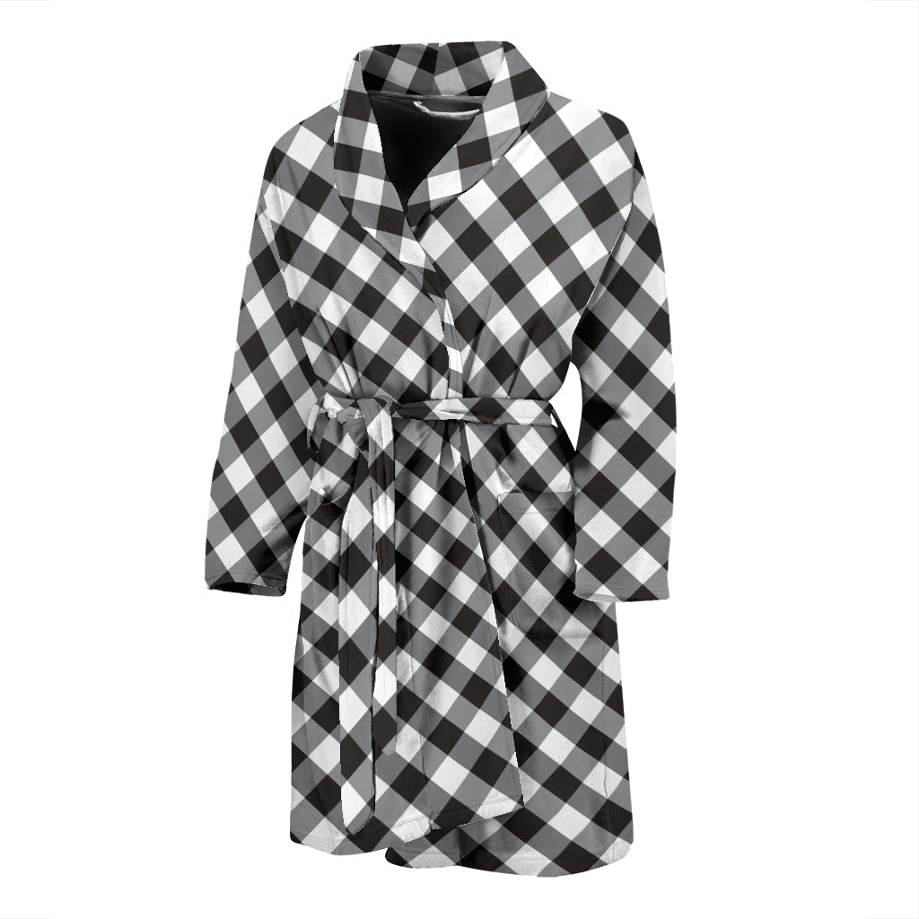 Gingham Print Design LKS402 Men Bathrobe