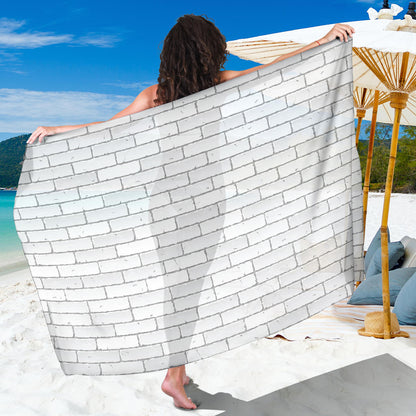Brick White Pattern Print Design 03 Sarong Pareo Wrap