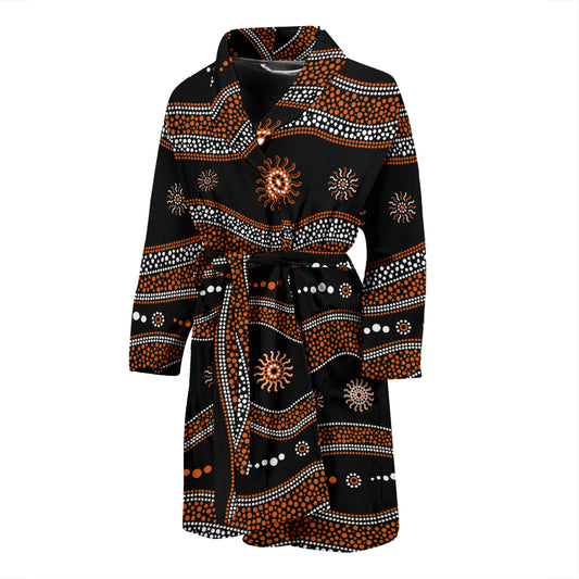 Aboriginal Print Design LKS404 Men Bathrobe
