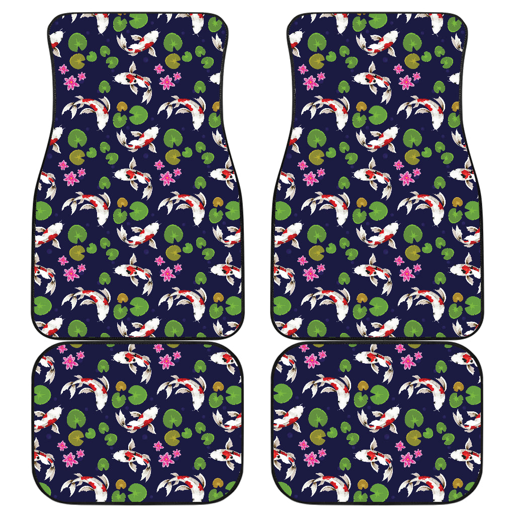 Koi Carp Pattern Design Themed Print Car Floor Mats Front Back