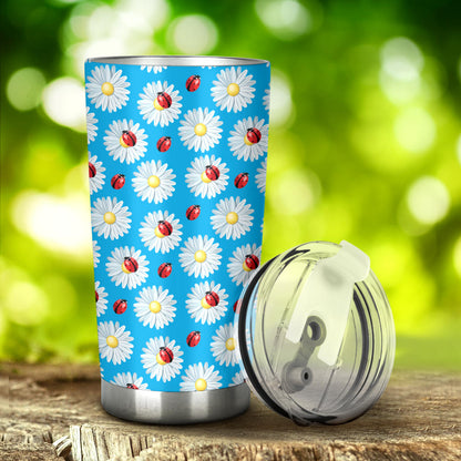 Ladybug with Daisy Themed Print Pattern Tumbler