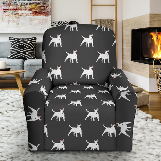 Bull Terriers Pattern Print Design 02 Recliner Slipcover with Pocket
