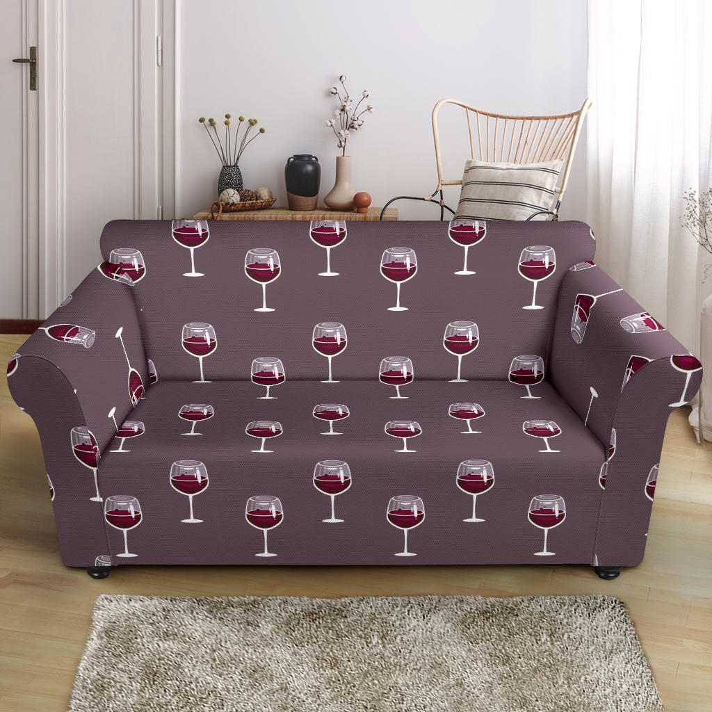 Wine Glass Pattern Print Design LKS305 Loveseat Couch Slipcover