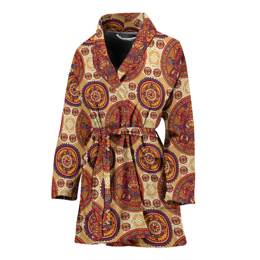 Calendar Aztec Pattern Print Design 01 Women Bathrobe