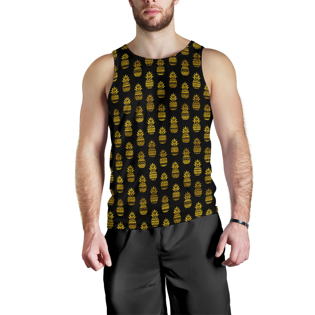 Pineapple Gold Tribal Style Print Men Tank Top