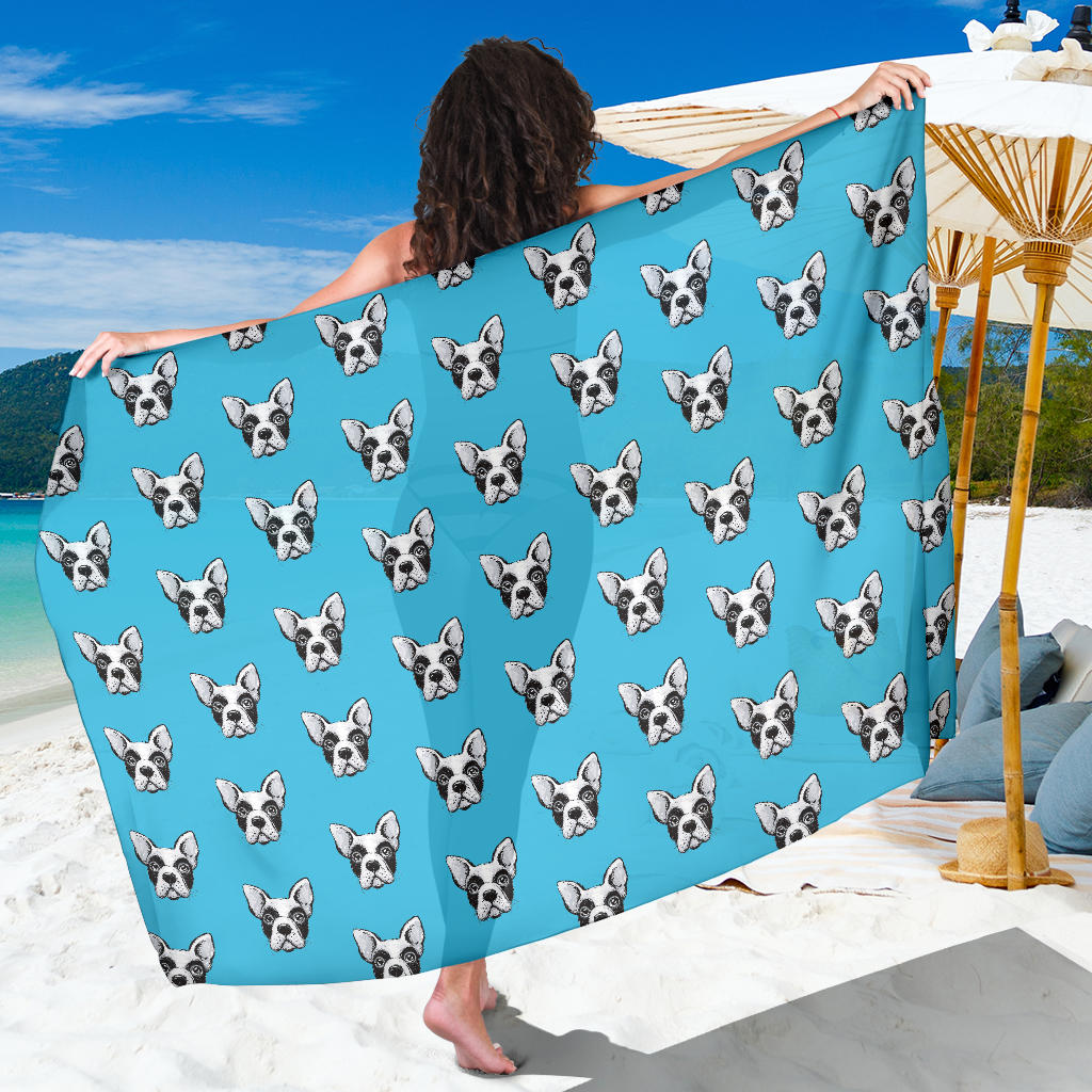 Boston Terrier Pattern Print Design 01 Sarong Pareo Wrap