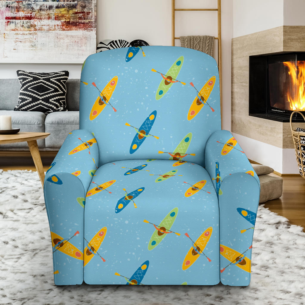 Kayak Pattern Print Design 04 Recliner Slipcover with Pocket