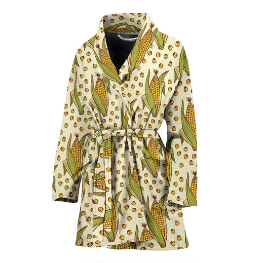 Corn Pattern Print Design 01 Women Bathrobe