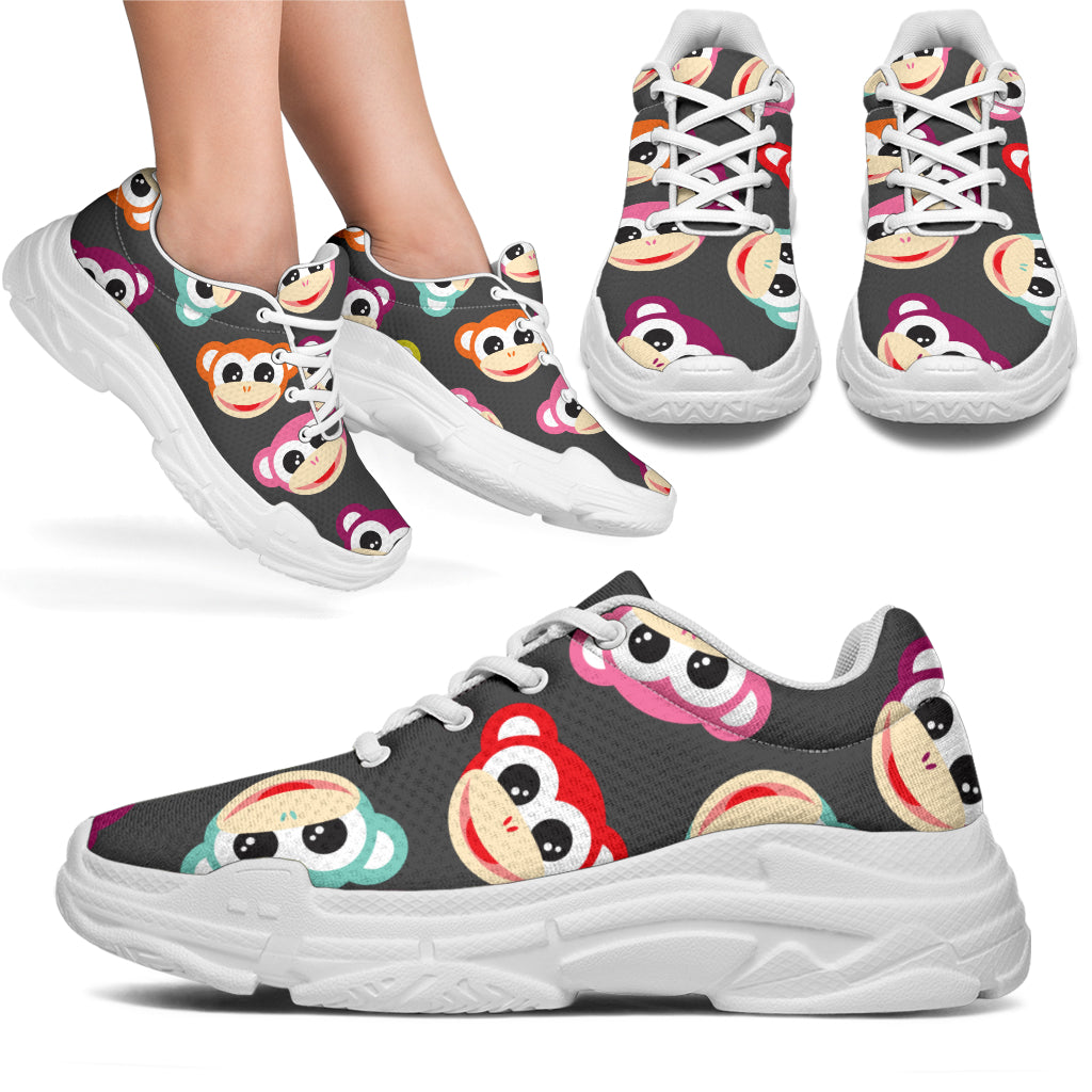 Monkey Head Design Themed Print Chunky Sneakers