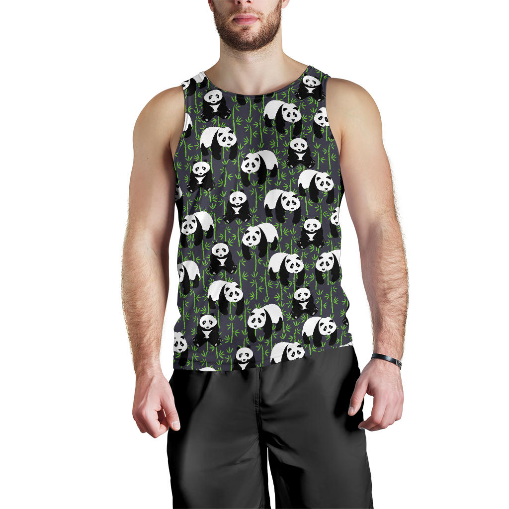 Panda Bear Bamboo Themed Print Men Tank Top