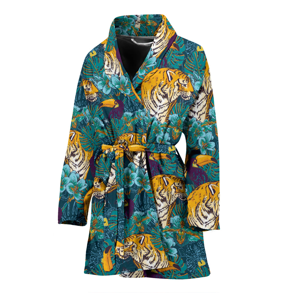Tiger Tropical Print Design LKS301 Women Bathrobe