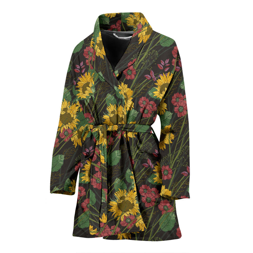 Sunflower Print Design LKS303 Women Bathrobe