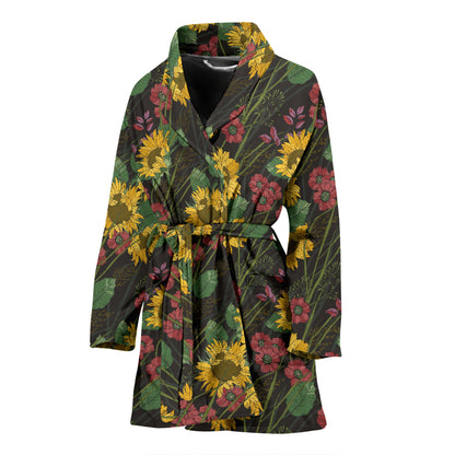 Sunflower Print Design LKS303 Women Bathrobe