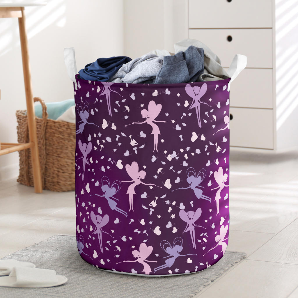 Fairy Pink Print Pattern Laundry Basket
