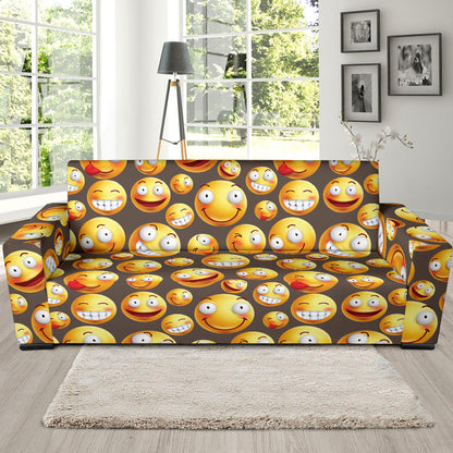 Smiley Face Emoji Print Design LKS303 Sofa Slipcover