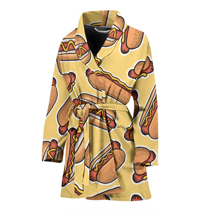 Hot Dog Pattern Print Design 01 Women Bathrobe