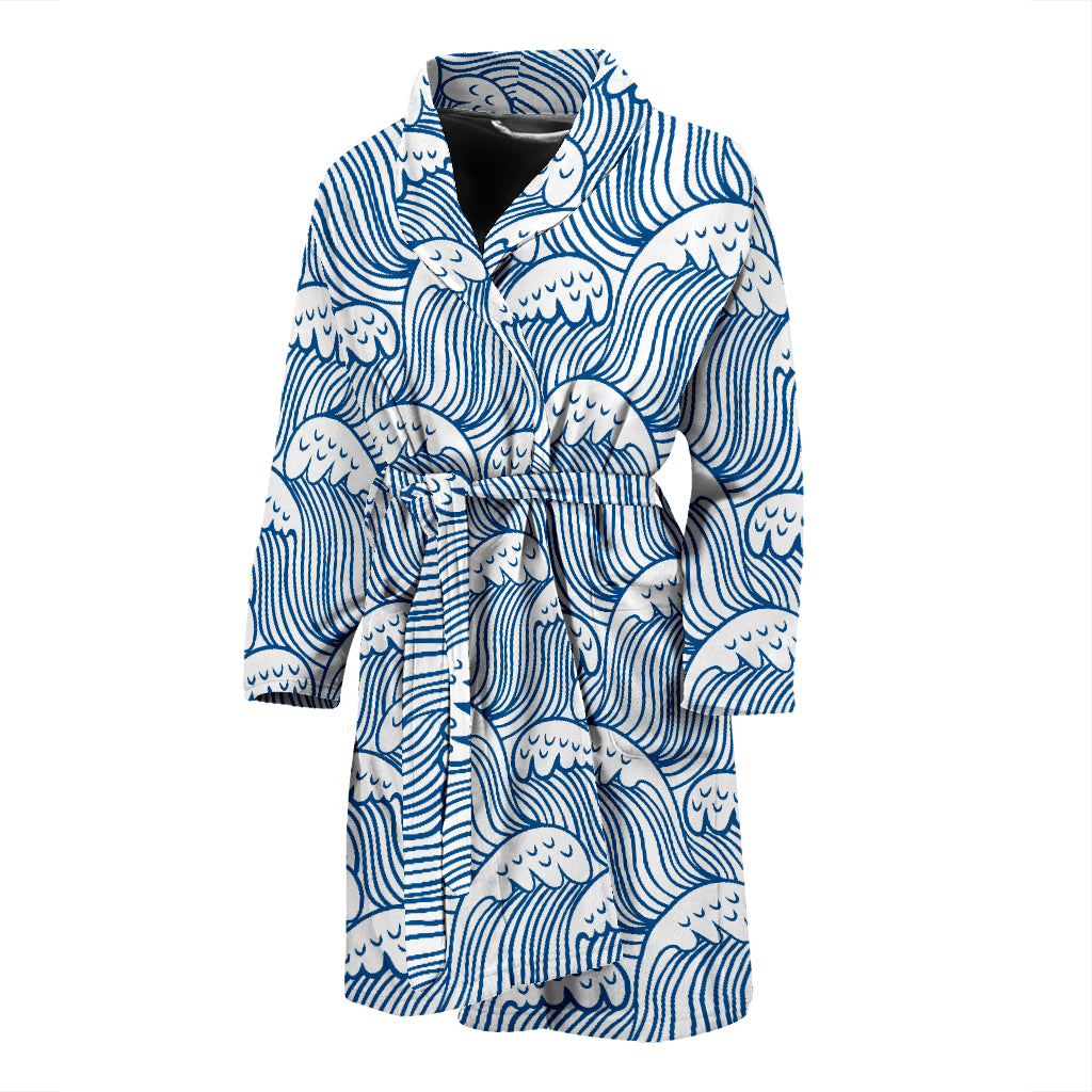 Wave Print Design LKS306 Men Bathrobe
