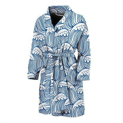 Wave Print Design LKS306 Men Bathrobe