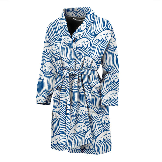 Wave Print Design LKS306 Men Bathrobe